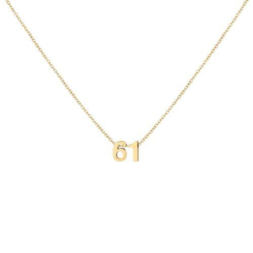 3544 18K Gold Plated Number 61 Necklace Dainty Pendant Chain Necklace